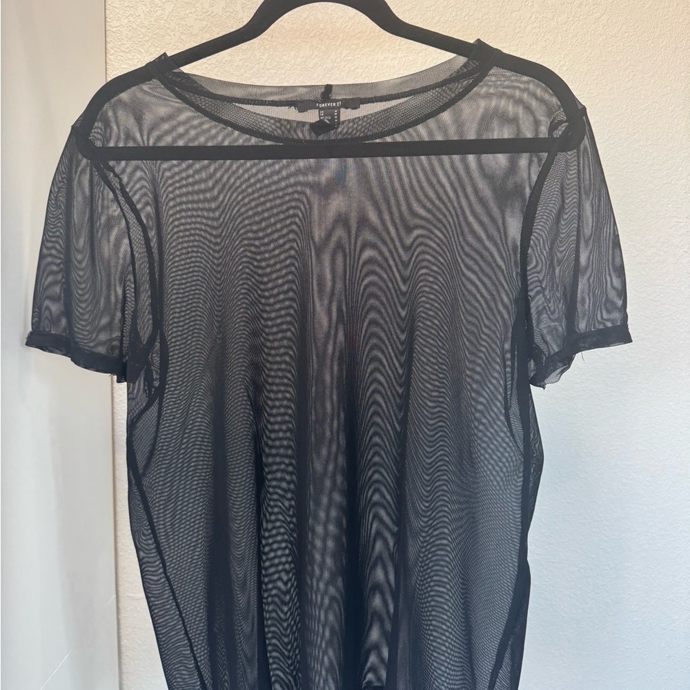 Forever 21 Black Sheer Mesh Top